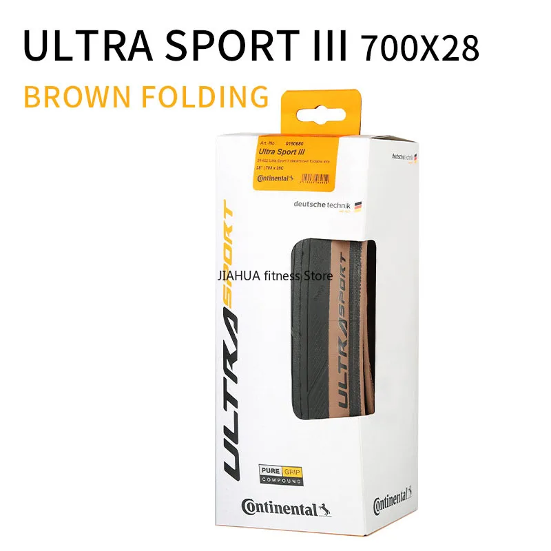 

Шина для дорожного велосипеда Continental Ultra Sport III 700x28, коричневая, складная, PureGrip 3
