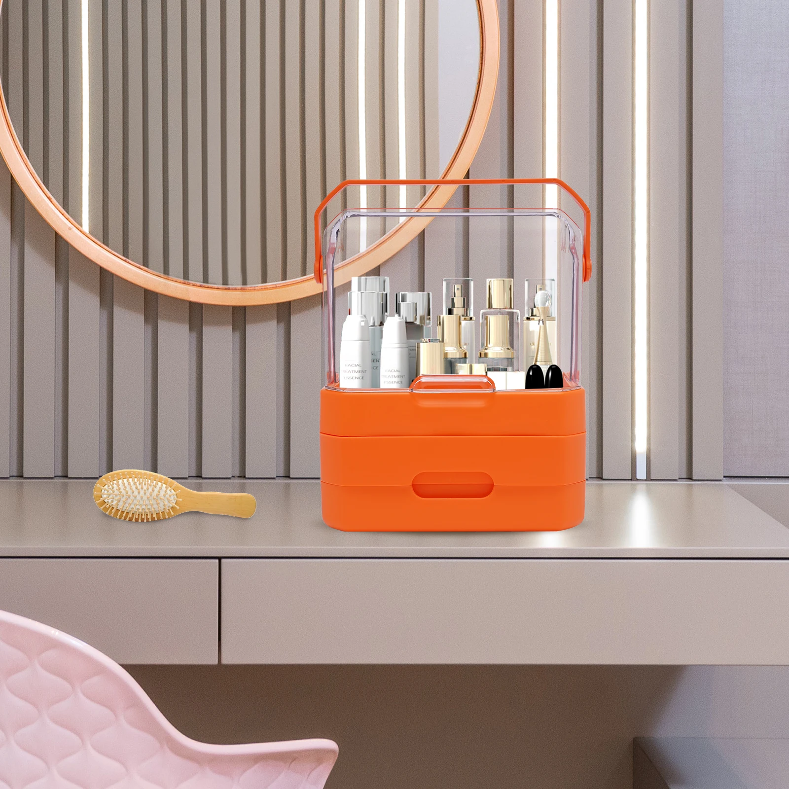 

Makeup Organizer for Vanity, Cosmetic Display Cases with Cover, Drawers
