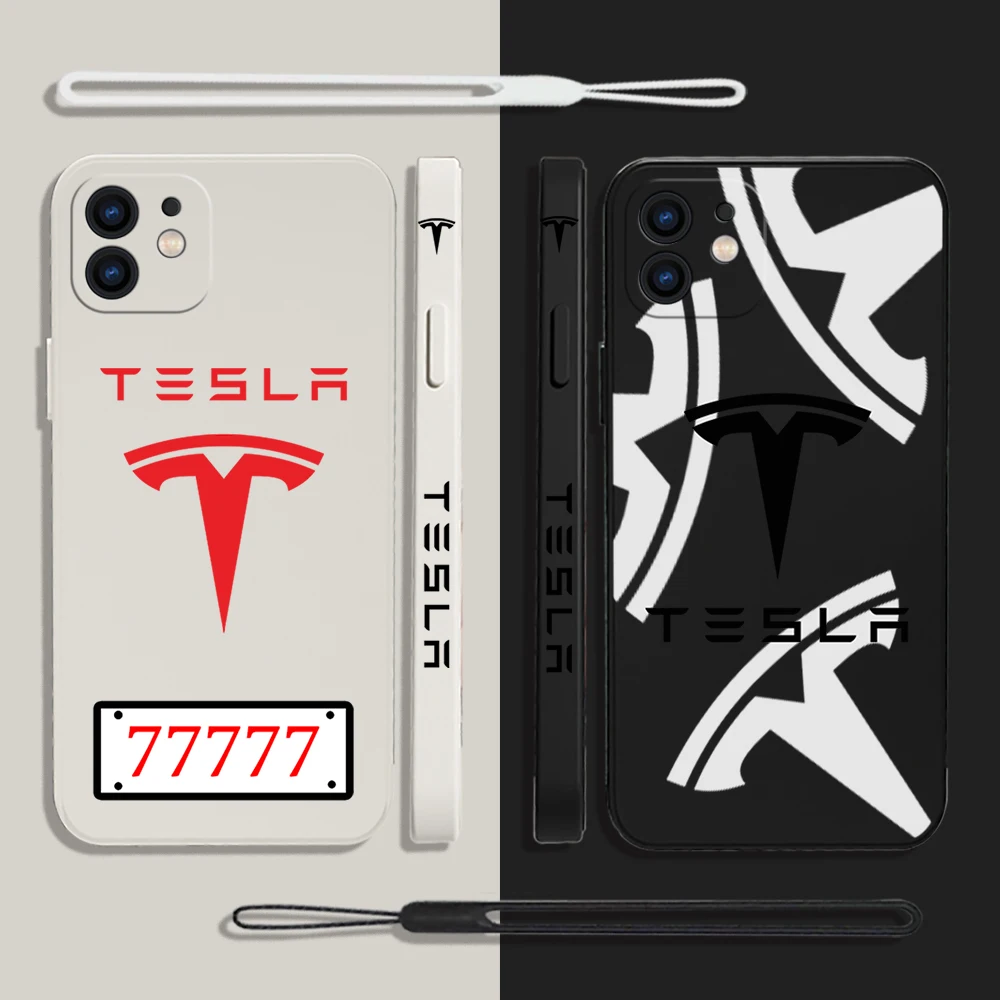

Luxury car brand Teslas Phone Case For Samsung A53 A50 A12 A52 A52S A51 A72 A71 A73 A81 A22 A20 A30 A21S 4G 5G with Hand Strap