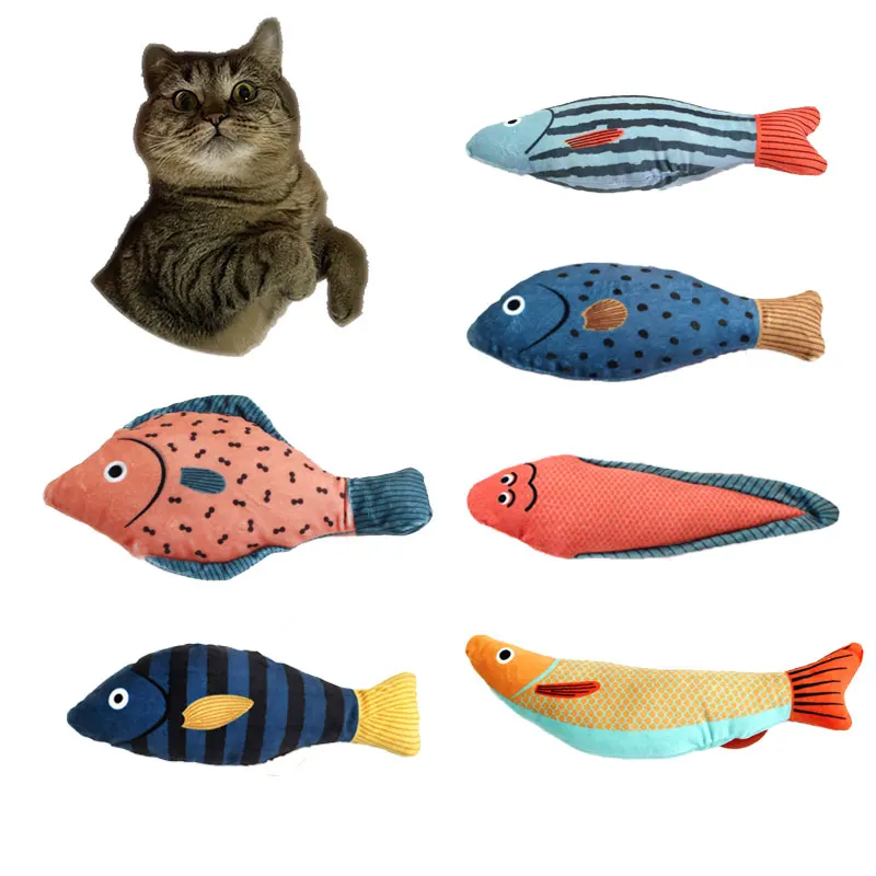 

Fish Cat Toy Pet Bite with Catnip Sound Toys Kitty Kick Fish Plush Pillow Stuffed Toy Interactive Accompany Pet Supplies