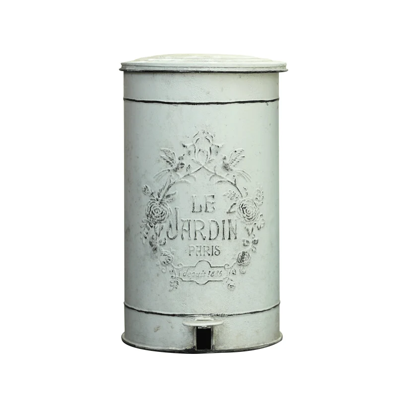 Outdoors Make Old Metal Trash Can Rural Waste Basket Tavern Round Trash Can Suitable For Kitchen Garden Farmhouse
