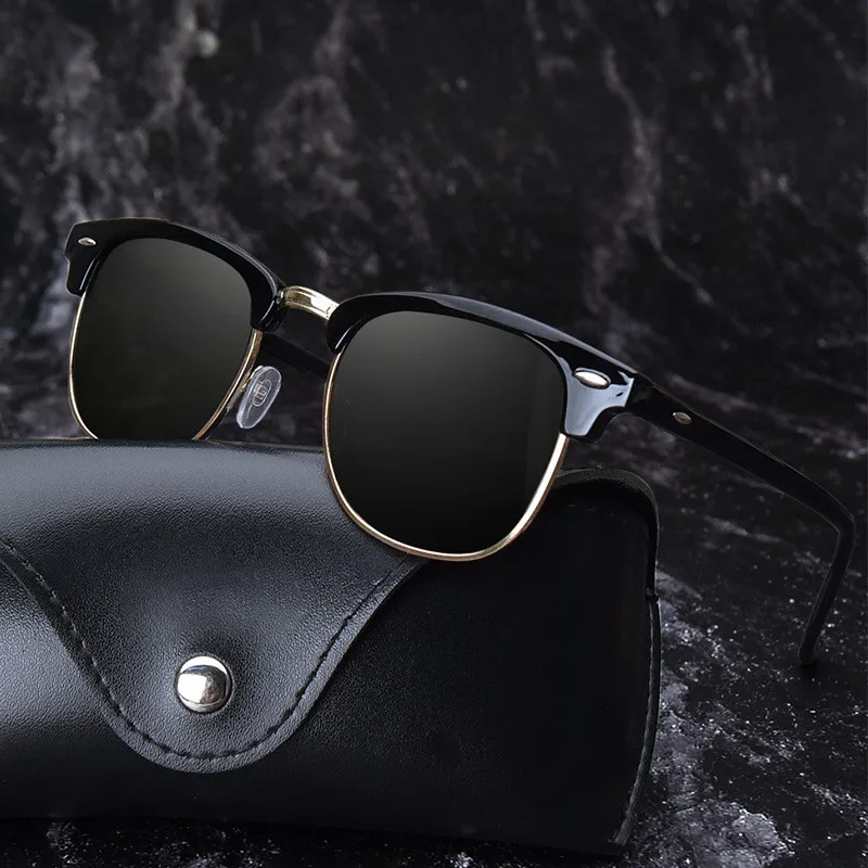 

Vintage Men Half Metal Polarized Sunglasses Women Anti-reflective Sun Glasses Fashion Goggle Sunglasses for Men Oculos De Sol