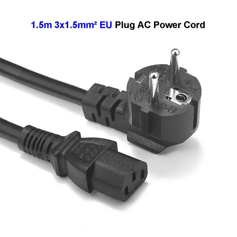 

EU/USA/UK Power Cable 1.5m 1.5mm² Type F Schuko Plug IEC C13 Power Cord For PC Computer PSU Antminer Pressure Cooker PS4 Pro