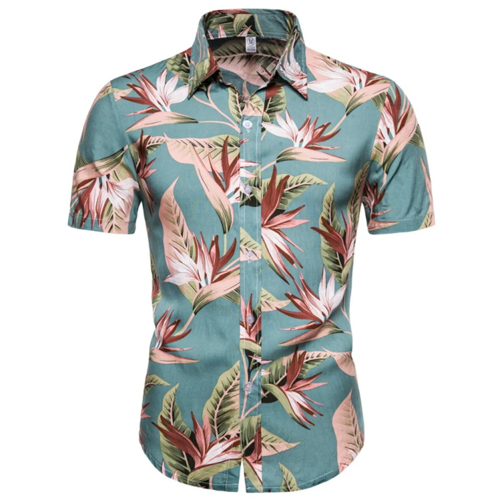 

2022 Men's Shirts Hawaiian Blouse Man Printed Summer Loose Breathable Retro Short Sleeve Tops