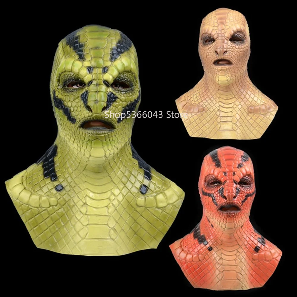 

Latex Viper Halloween Cosplay Mask Scary Snake Horrible Scary Monster Party Costume Masks Adult Halloween Party Accessories Prop