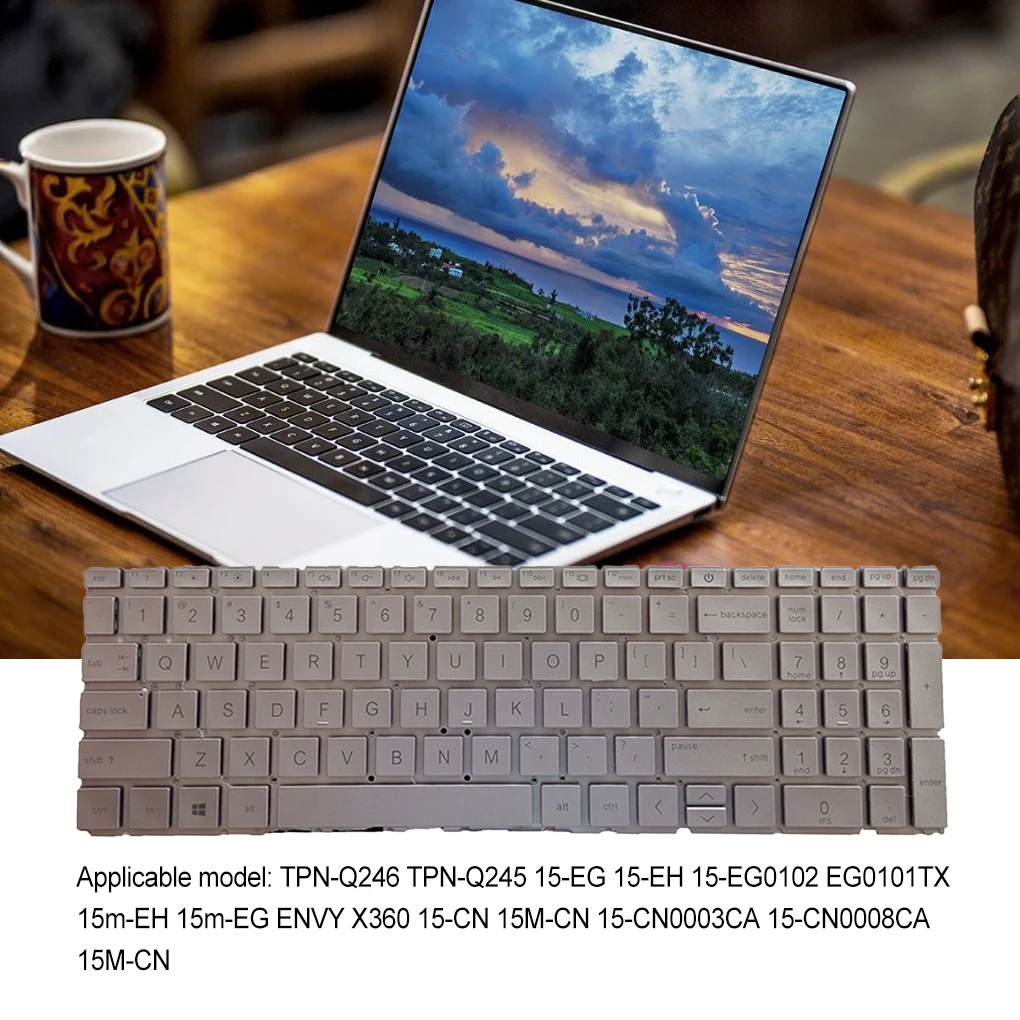 

Серебряная клавиатура, хорошо подходит, противоскользящая, Высокоэффективная, для офисного ноутбука HP Pavilion 15-EG 15-CN