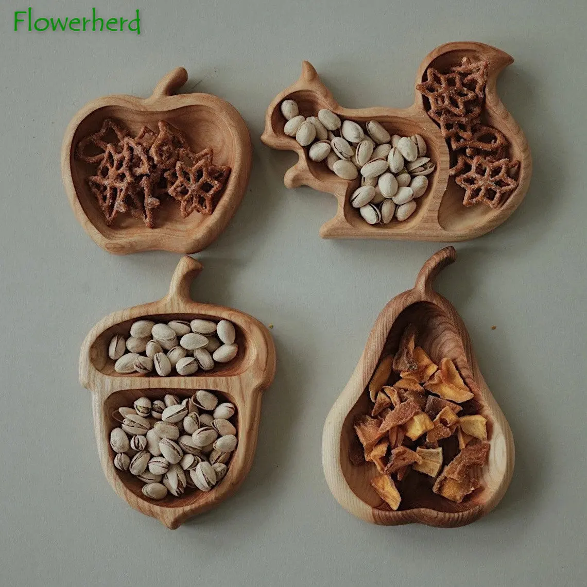 

Squirrel Wooden Snack Tray Animal Series Snack Tray Household Squirrel, Pine Nut, Pear, Apple Fruit Tray Wood Plate