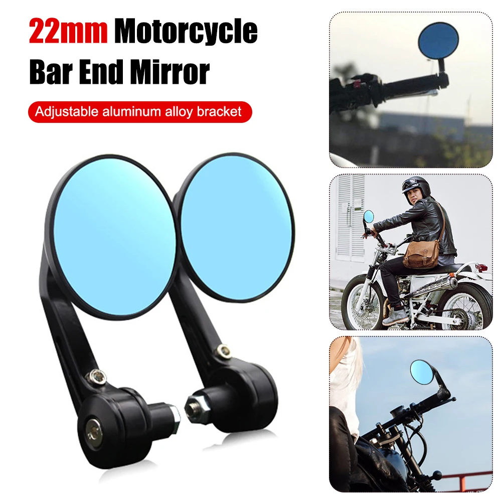 

1Pair Motorcycle Mirrors Bar End Rearview Mirror for 22mm Handlebars 360 Degree Adjustable Side Mirrors for Motorbike Scooter