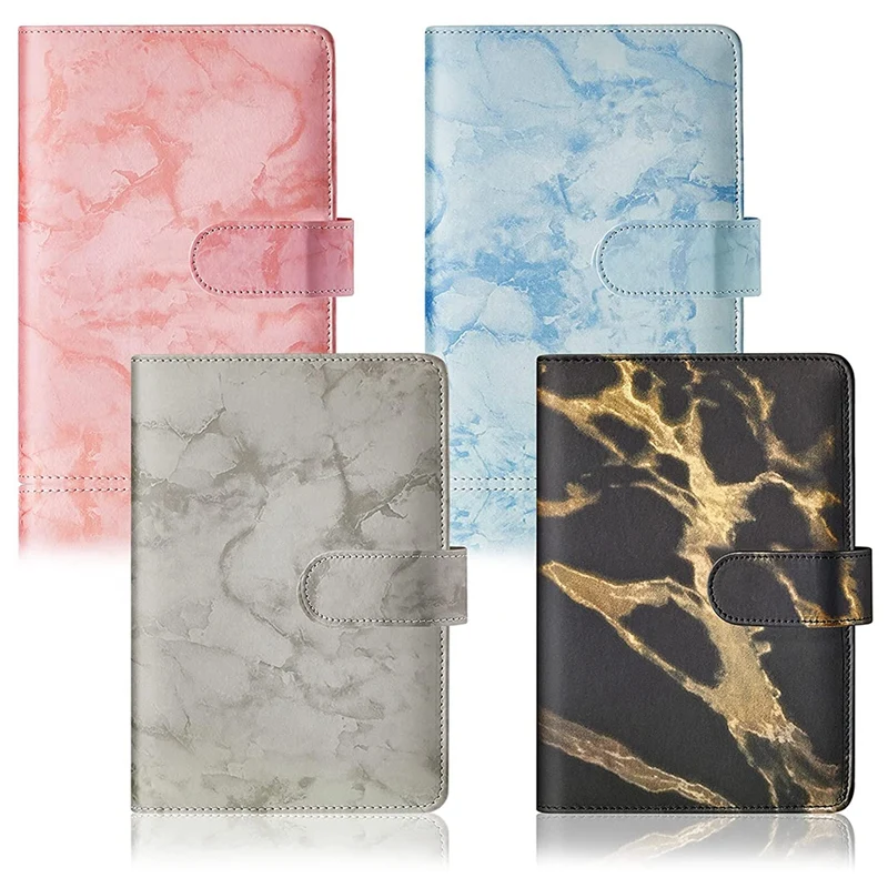 

A6 PU Notebook Binder Marble Refillable Binder With Magnetic Buckle Closure For A6 Filler Paper Cash Personal Organizer