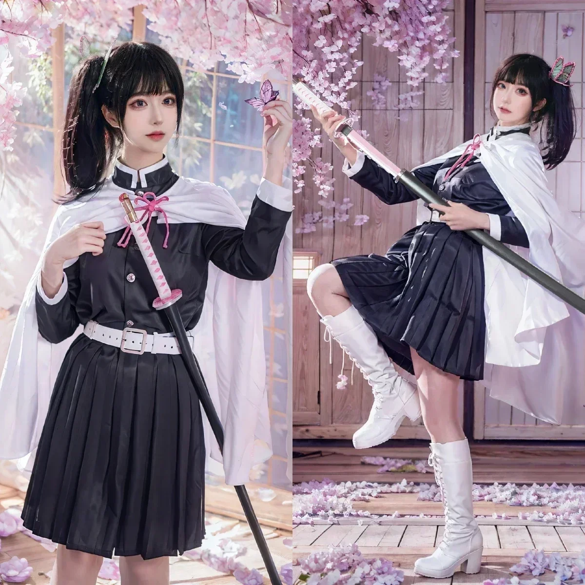 Tsuyuri Kanao Косплей Kostuum Volwassen аниме Униформа Vrouwen кимоно Haori Pruik Хэллоуин Одежда