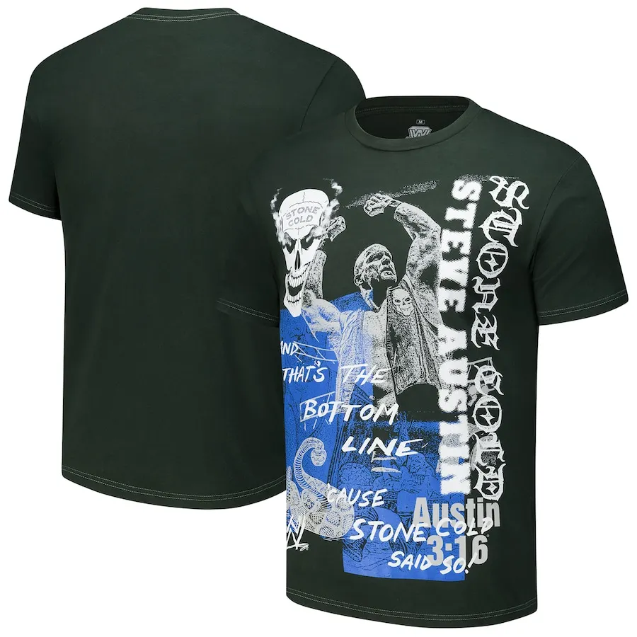 Мужская футболка-коллаж с постером Стива Остина холодный лес