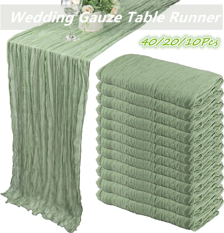 

10/20/40Pcs Cheesecloth Table Runner Gauze Table Runner Rustic Sheer Runner Wedding Cheese Cloth Decor for Bridal Shower Party