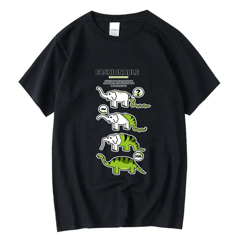 

Футболка мужская с забавным принтом слона, 100% хлопок, круглым вырезом