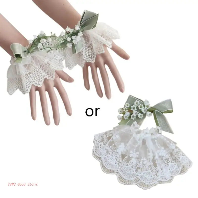 

Плиссированные расклешенные манжеты для косплея горничной со съемным запястьем