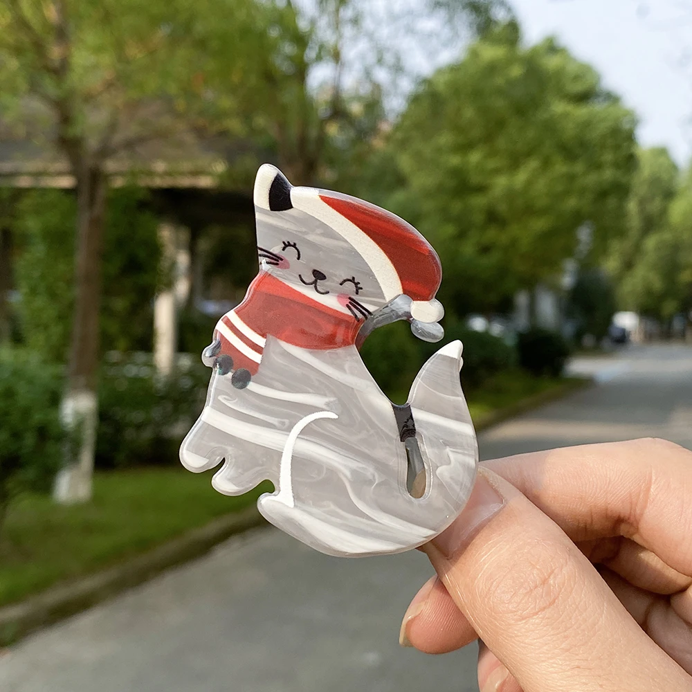 AENSOA Рождественская заколка для волос с уксусной кислотой и котенком милая