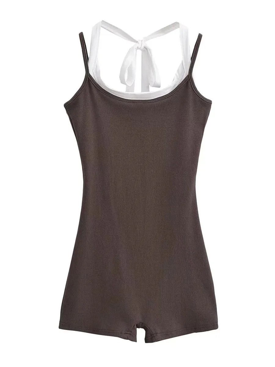 Новые летние тонкие боди с U-образным вырезом контрастного цвета для пикантных