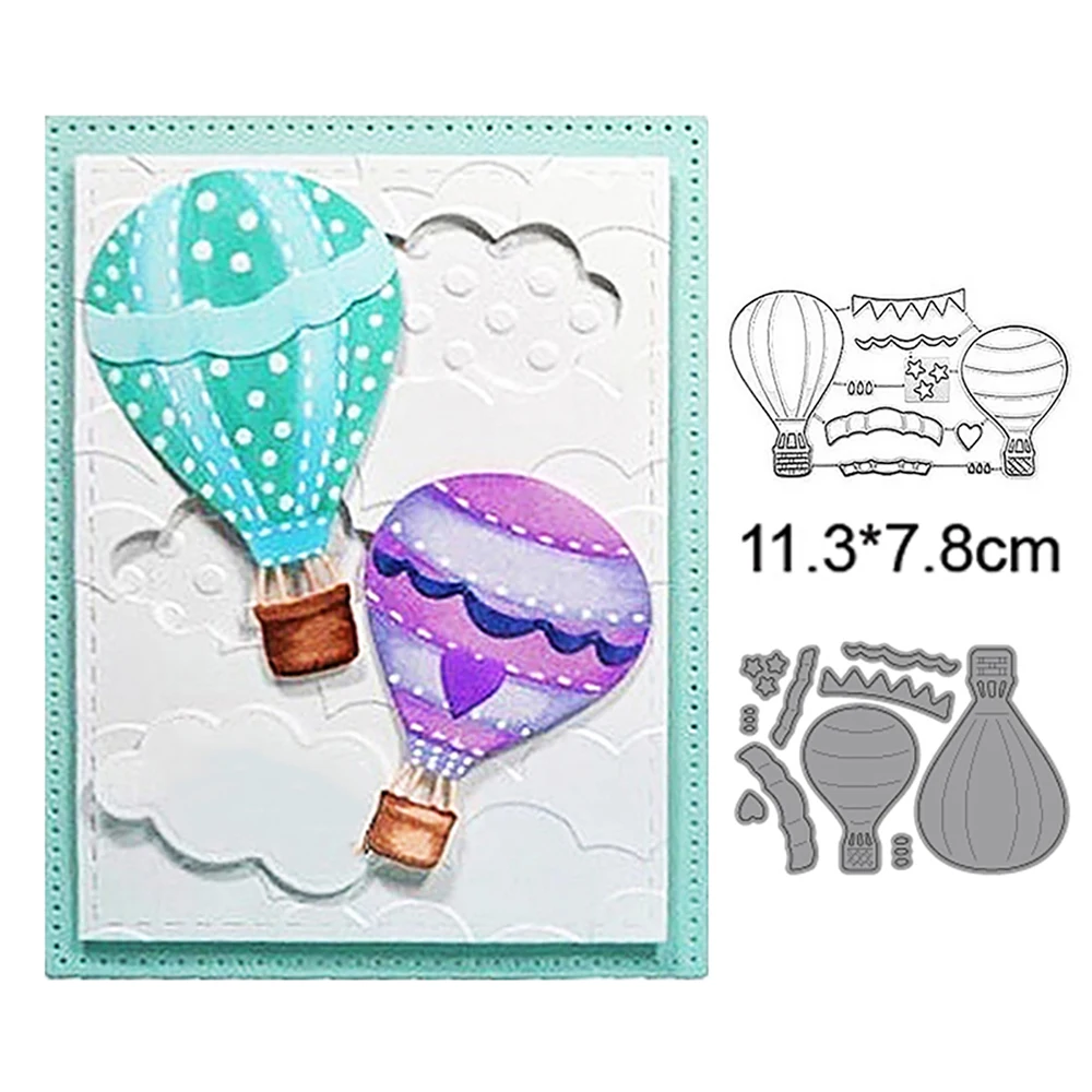 

10pcs/set Hot Air Balloon 2022 New Arrivals Scrapbooking Metal Cutting Dies Clear Stamps Decoration DIY Embossed Album Card