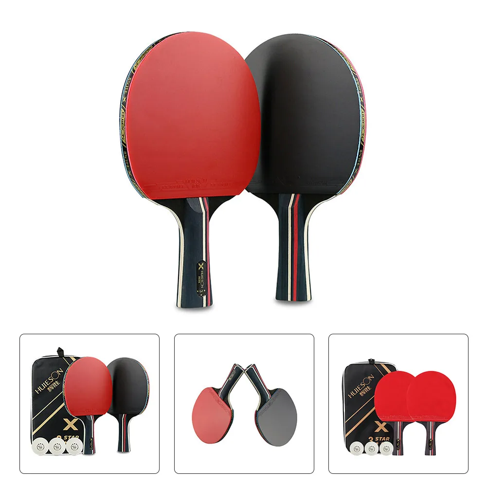 

3 Star Table Tennis Racket 7 Layer Pingpong Bat Set With 3 Bag Long Handl Sticky Pimples-in Rubber Powerful Ping Pong Racket Bat