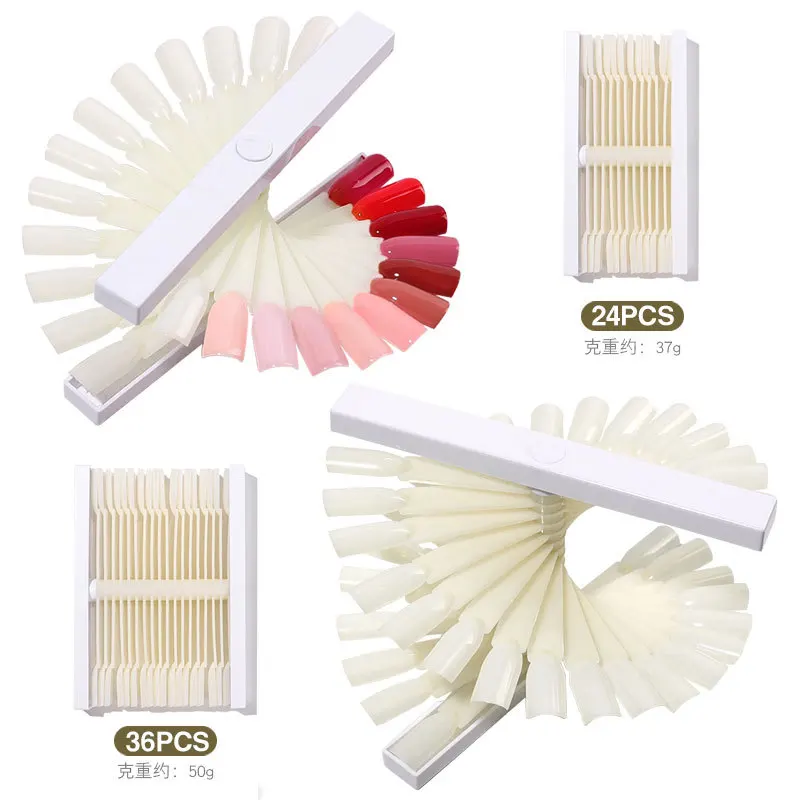 

50pc Nail False Tips Polish Display Natural/Clear/Black Round For Practice DIY Salon Color-Show Tool Pattern Display
