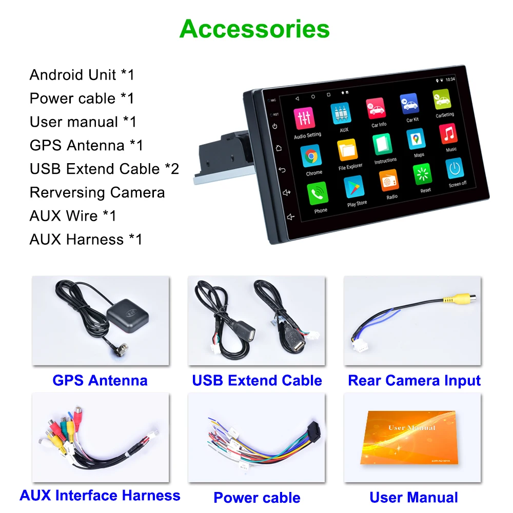 $76.49 1 DIN Adjustable Universal Car Stereo Radio Android 7.1-9.1 7 Inch Touch Screen FM Quad-Core GPS Navigation Carplay Android Auto