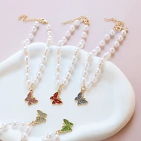 1pcs pearl cat dog collarnecklace adjustable butterfly pendant cute holloween pet accessories for samll medium cat collar