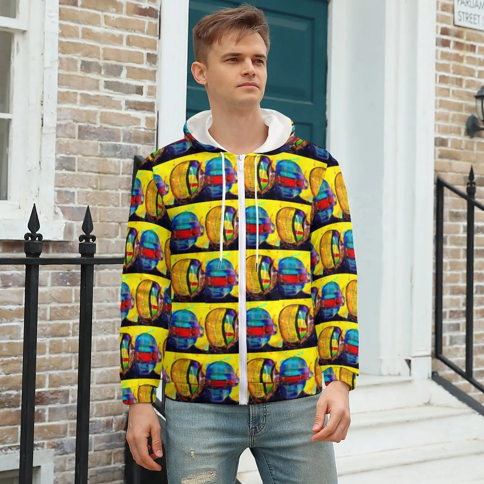 

Daft Punk Hoodie Punk Vintage Robot Space Future For Man Autumn Hoodies Cool Zip Up Hoodie Plus Size 5XL