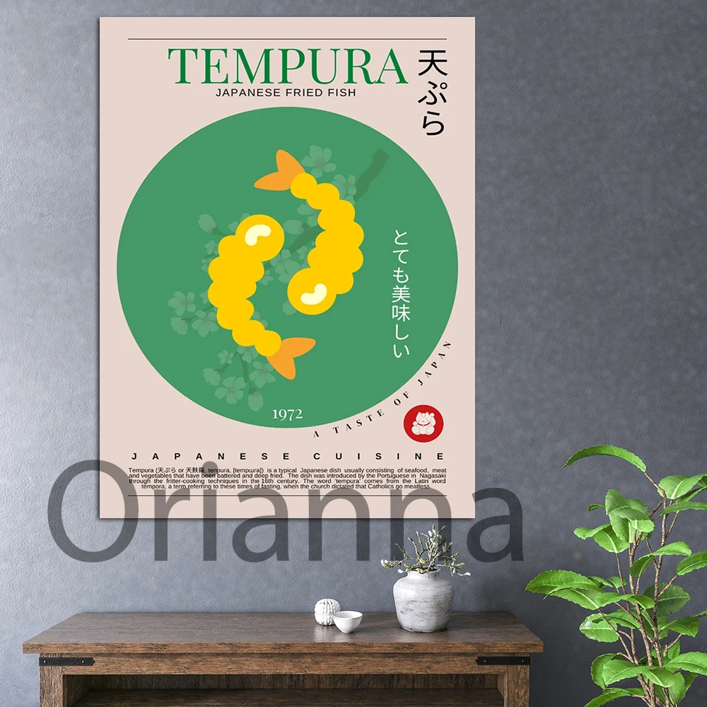 

Tempura Poster Retro Style,Japanese Vintage Food Wall Art,Japanese Cuisine,Modern Kitchen Decor,WallArt Food Poster Print Canvas