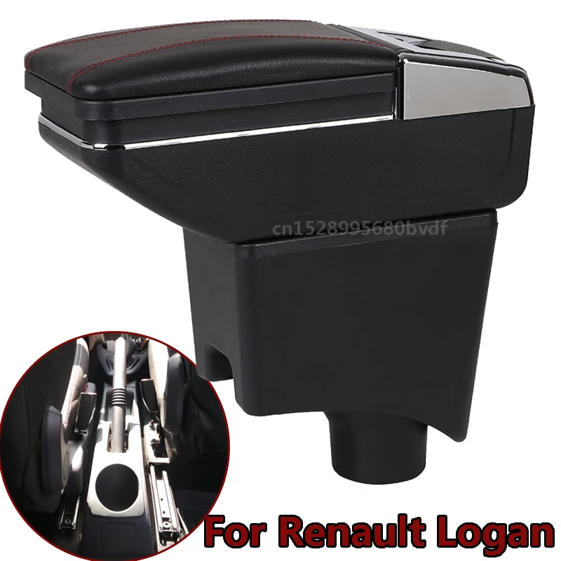 

For Renault Logan 2 central Store content Storage box Double armrest box with Ashtray Cup holder accessories Russian version