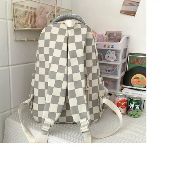 Новый мужской и женский модный клетчатый водонепроницаемый нейлоновый рюкзак в
