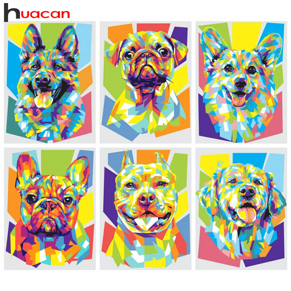

Алмазная вышивка Huacan, разноцветная, с изображением собаки, животных