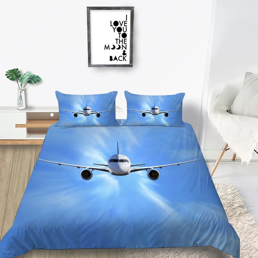 Комплект постельного белья с самолетом односпальное реалистичное удобное