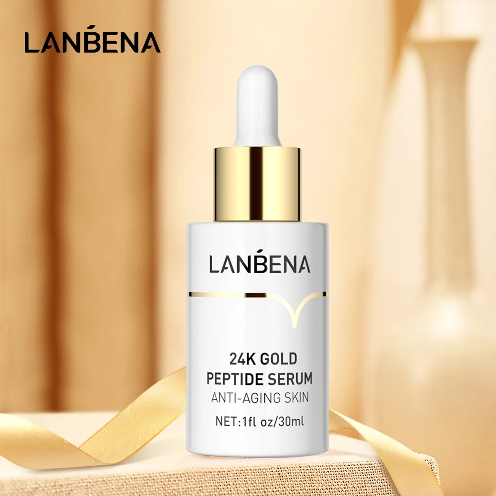 LANNENA 24k Gold Peptide Serum Anti Aging Bright Facial Cream Nourish Moisturize Minimize Fine Lines Wrinkle Skin Care 30ml