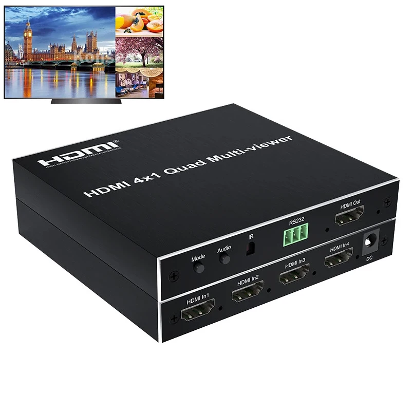 

HDMI мульти-просмотр 4x1 HDMI четырехэкранный мультипросмотр RS232 бесшовный переключатель 4 в 1 выход 1080P 4-канальный четырехъядерный экран Разделение 6 режимов