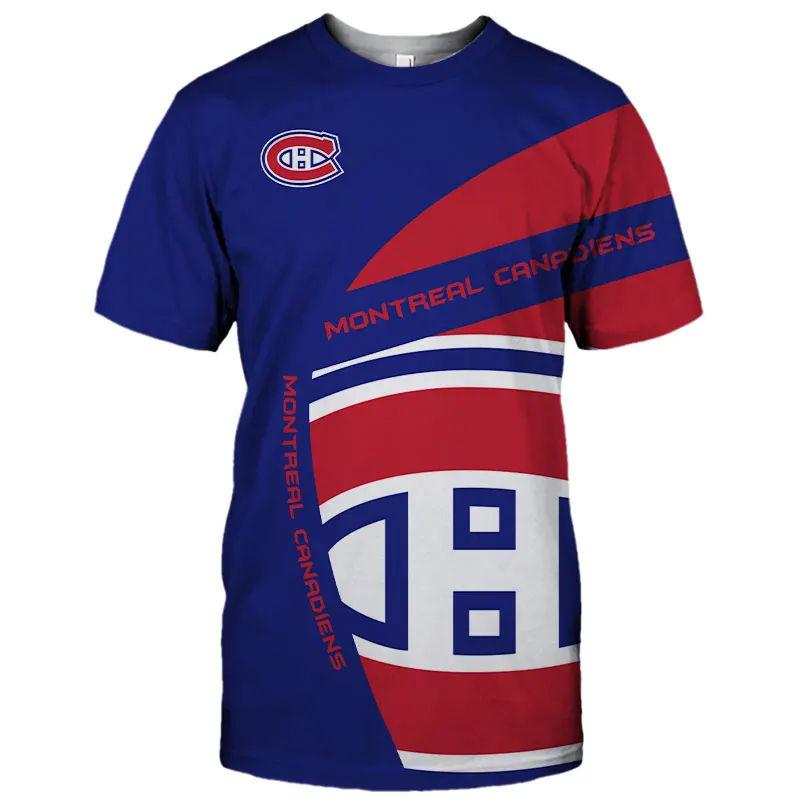 

Summer Casual Tops Montreal Men's fashion red and blue stitching letter print Canadiens T-shirts