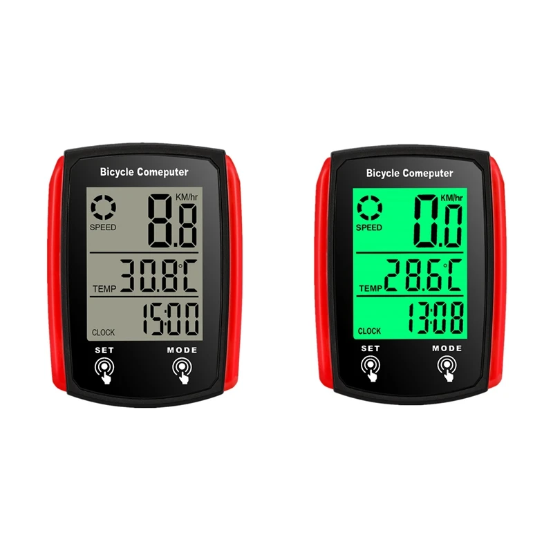 

Bicycle Wired Waterproof Red Black Temperature Most Line Display Total Mileage Odometer Speedometer