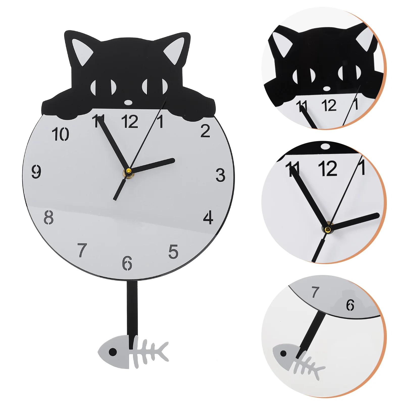 

Vintage Home Decor Wall Clock Pendulum Animal Clocks Black Hanging Retro Kit Cat Fashion