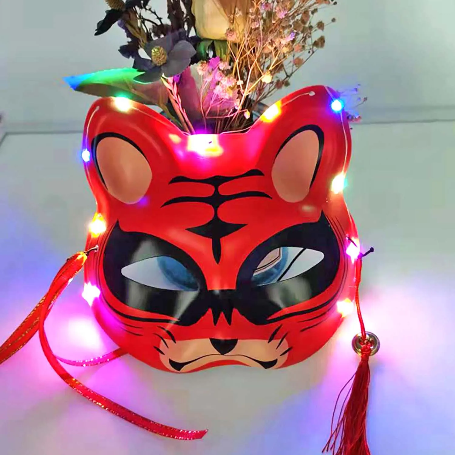 Животные лиса тигр кот косплей маски для взрослых со светодиодсветильник