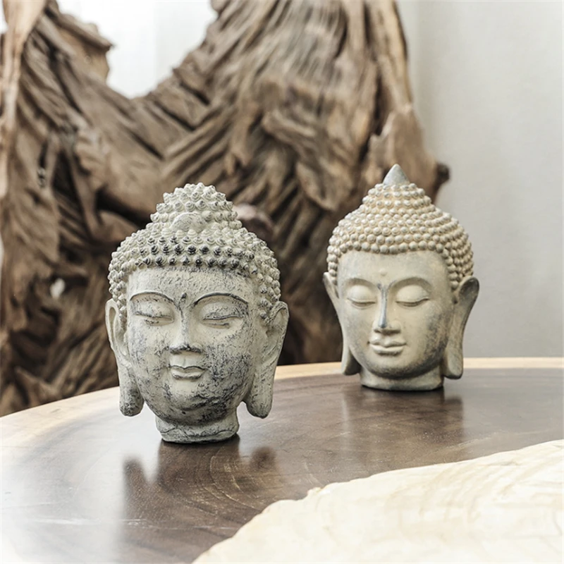 

Статуэтка Будды из смолы, статуэтка Будды в китайском саду, большая голова Будды из песчаника, Искусственная елка