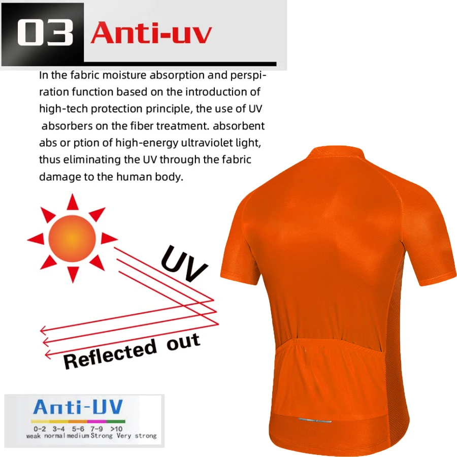 Оранжевая велосипедная Джерси мужская летняя с защитой от УФ излучения для