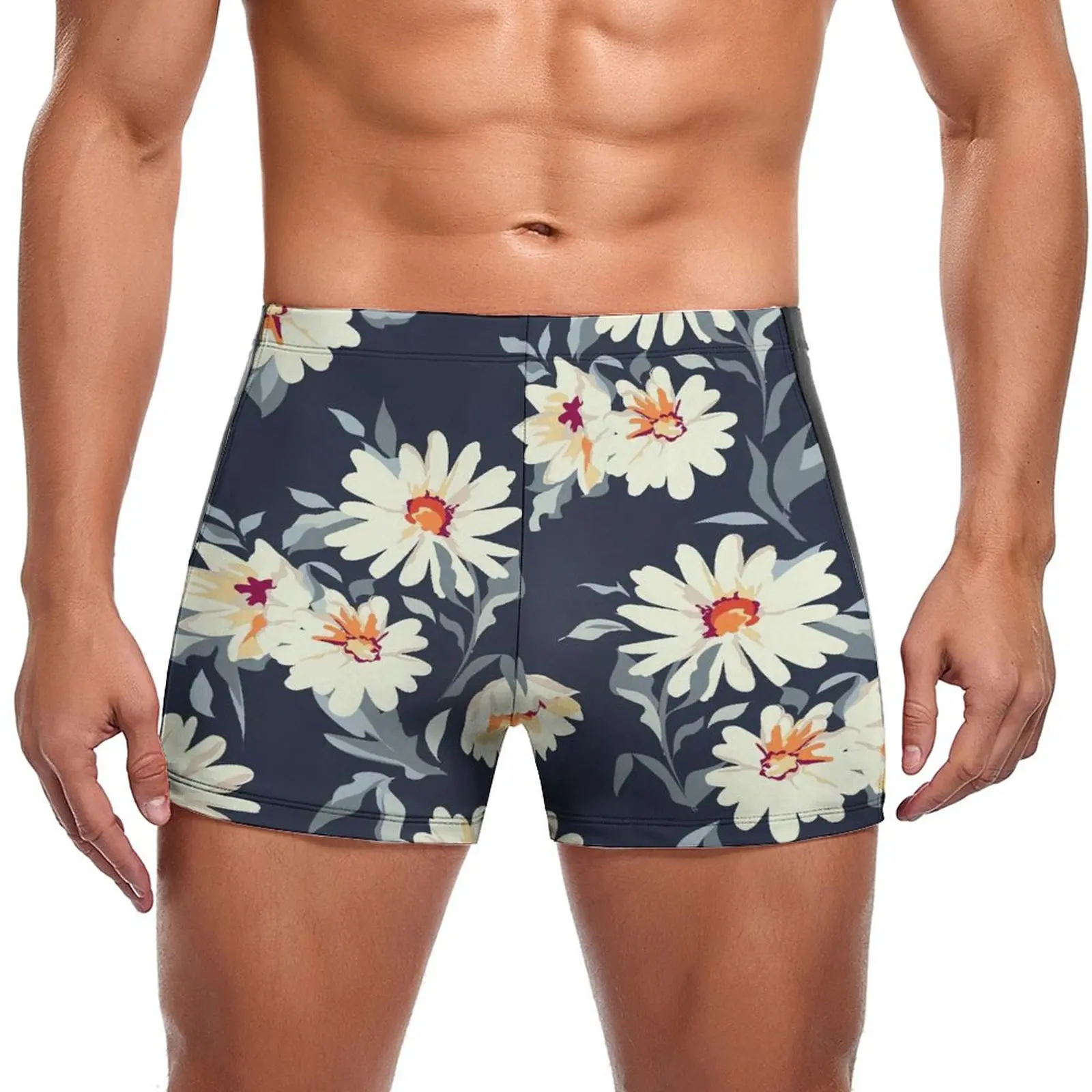 

Retor Daisies Swimming Trunks Watercolor Flowers Pirnt Art Beach Trending Swim Shorts Stay-in-Shape Large Size Men Swimsuit