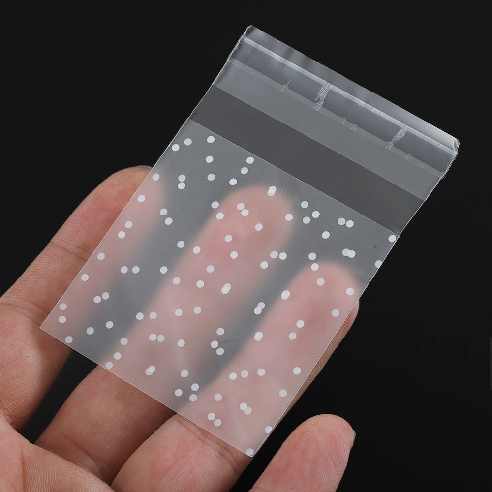 100 шт. пластиковые прозрачные пакеты в горошек