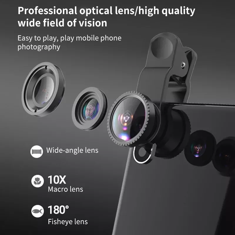 

Wide Angle Macro Fisheye Lens Camera Kits Mobile Phone Fish Eye Lenses With Clip 0.67x For All Cell Phones For Droshipping