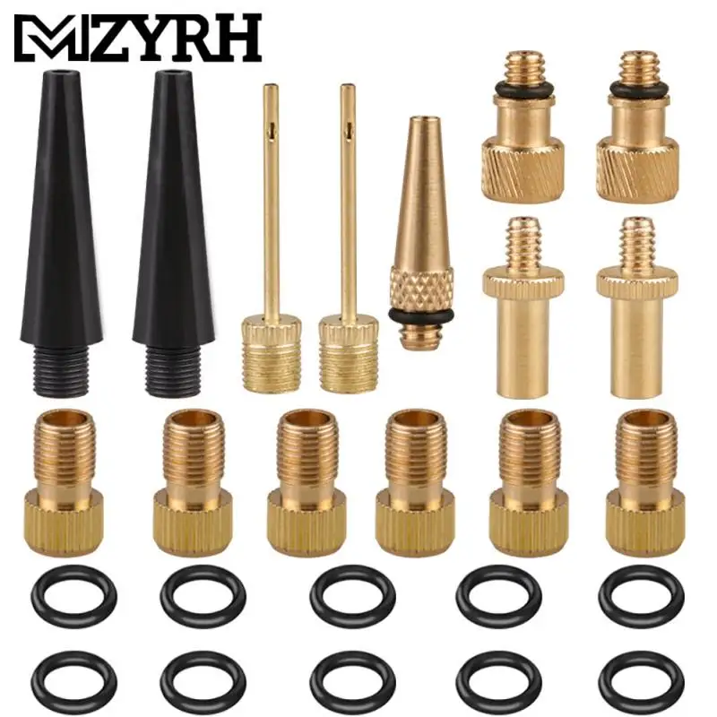 

25 PCS Premium Brass Valve Adapters Bicycle Tire Valve Adapters Ball Pump Needles Adapter Kits As Inflators And Accessories