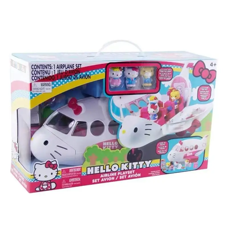 Sanrio Hello Kitty Cartoon Airliner Ambulance Plane Girl Play House Suit Toys Hobbies Action Figures Holiday Gifts for Children