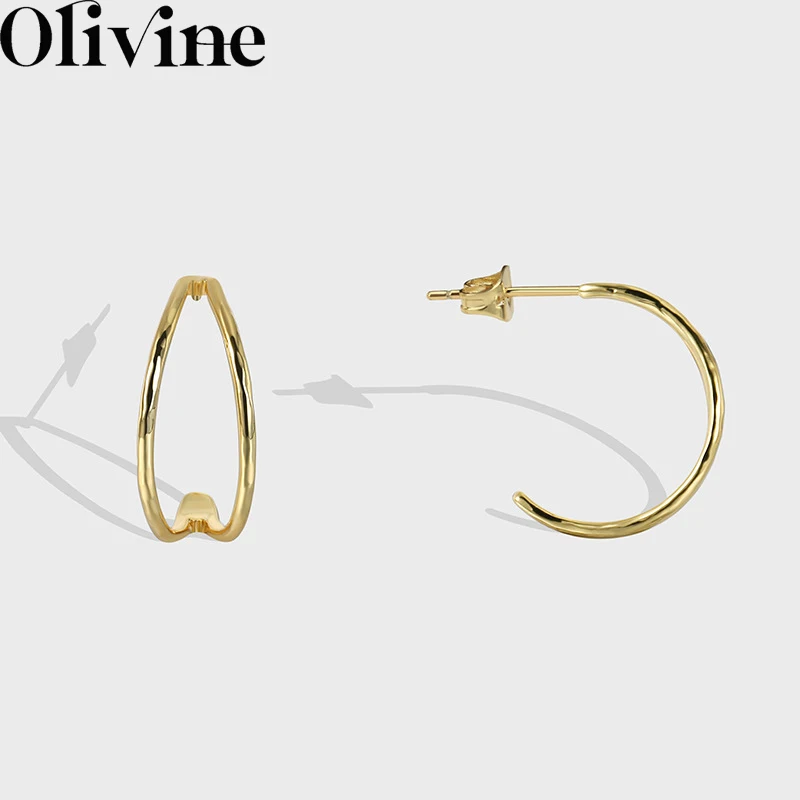 

Минималистичные серьги-гвоздики из стерлингового серебра 925 пробы, простые двухслойные Винтажные серьги с покрытием из 18-каратного золота ...