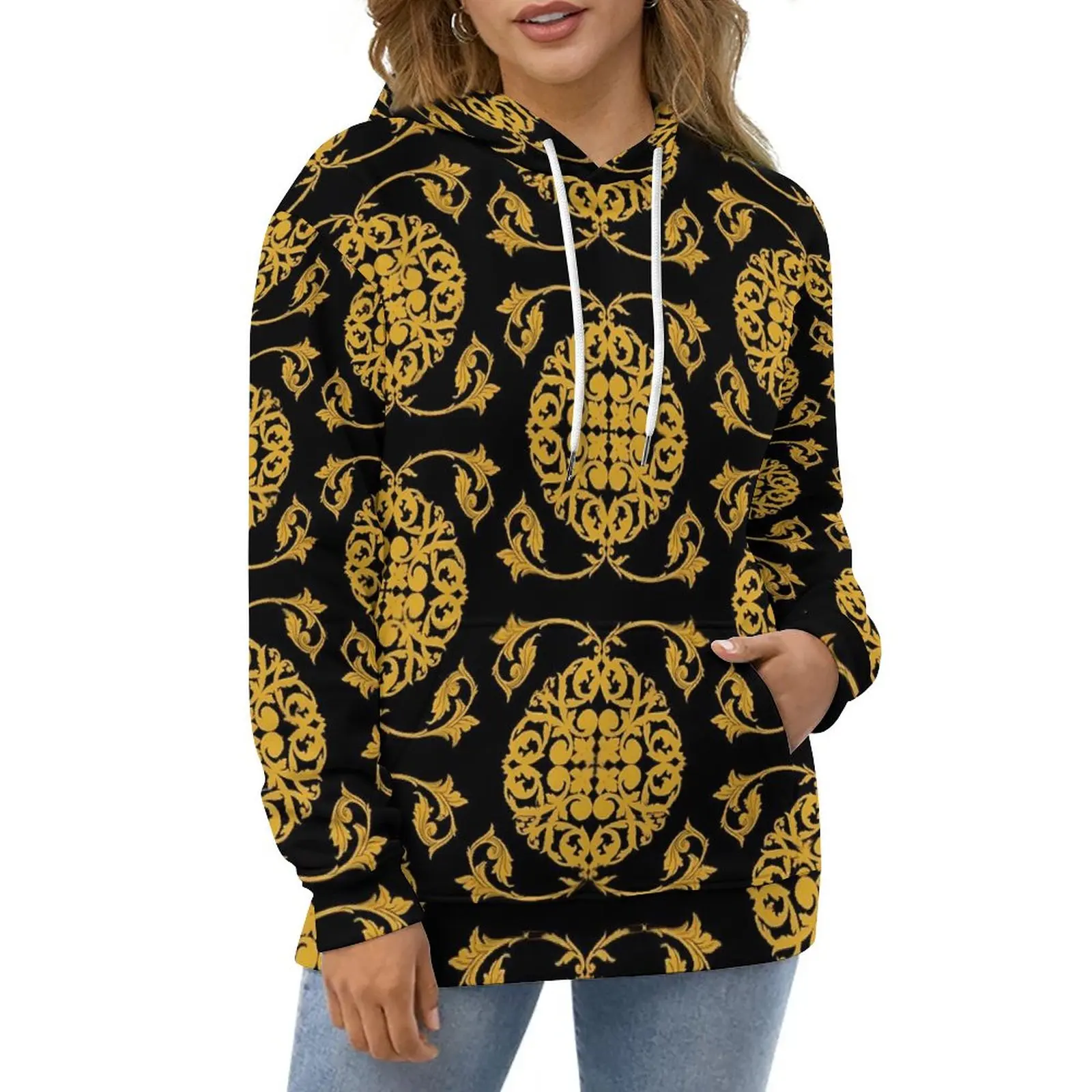 

Женская Повседневная Толстовка в стиле барокко, с длинным рукавом