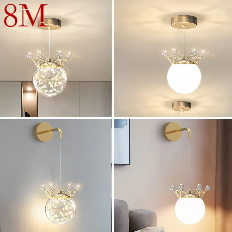 

8M Modern Wall Lamp Indoor LED Romantic Creative Design Luxury Glass Ball Sconce Lights For Home Bedroom Bedside Corridor
