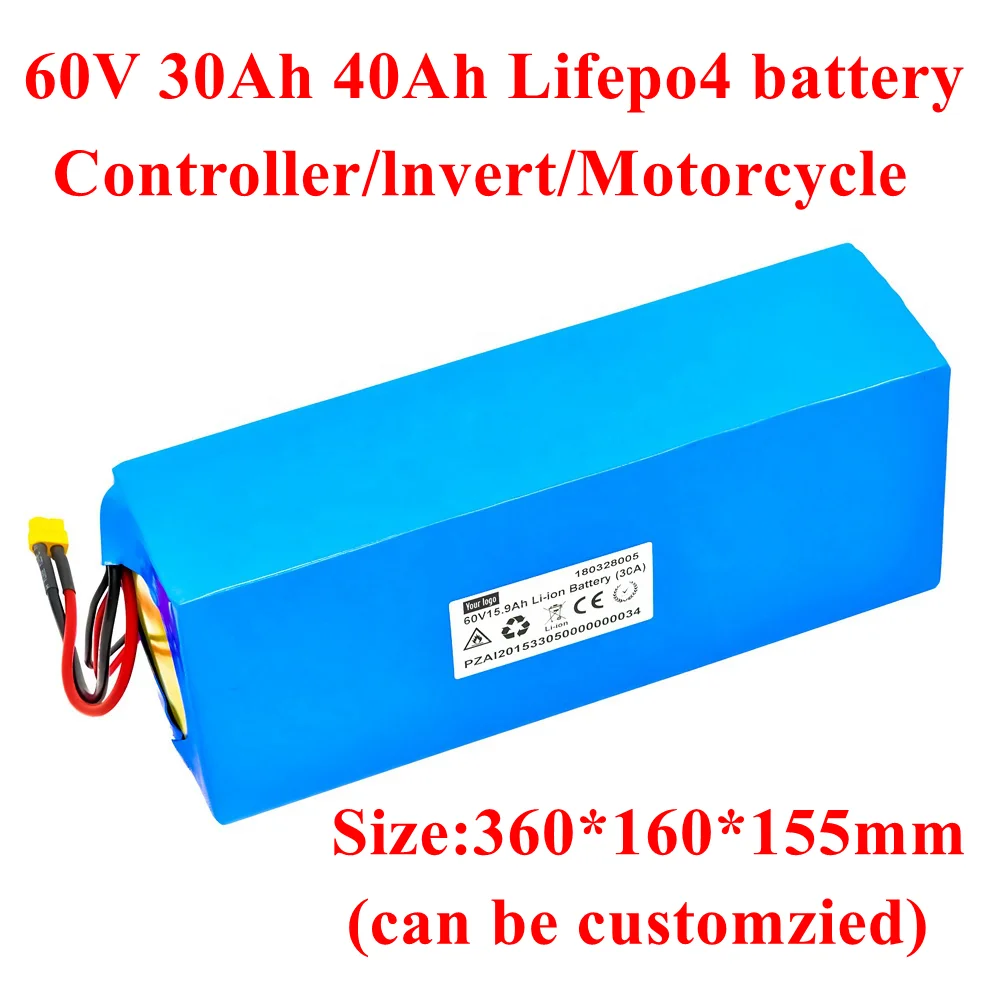 

Аккумулятор Lifepo4 60 в, 30 Ач, 40 ач с литиевой батареей BMS 3,2 в для электровелосипеда, электрического автомобиля, велосипеда, моторного скутера + зарядное устройство 5 А