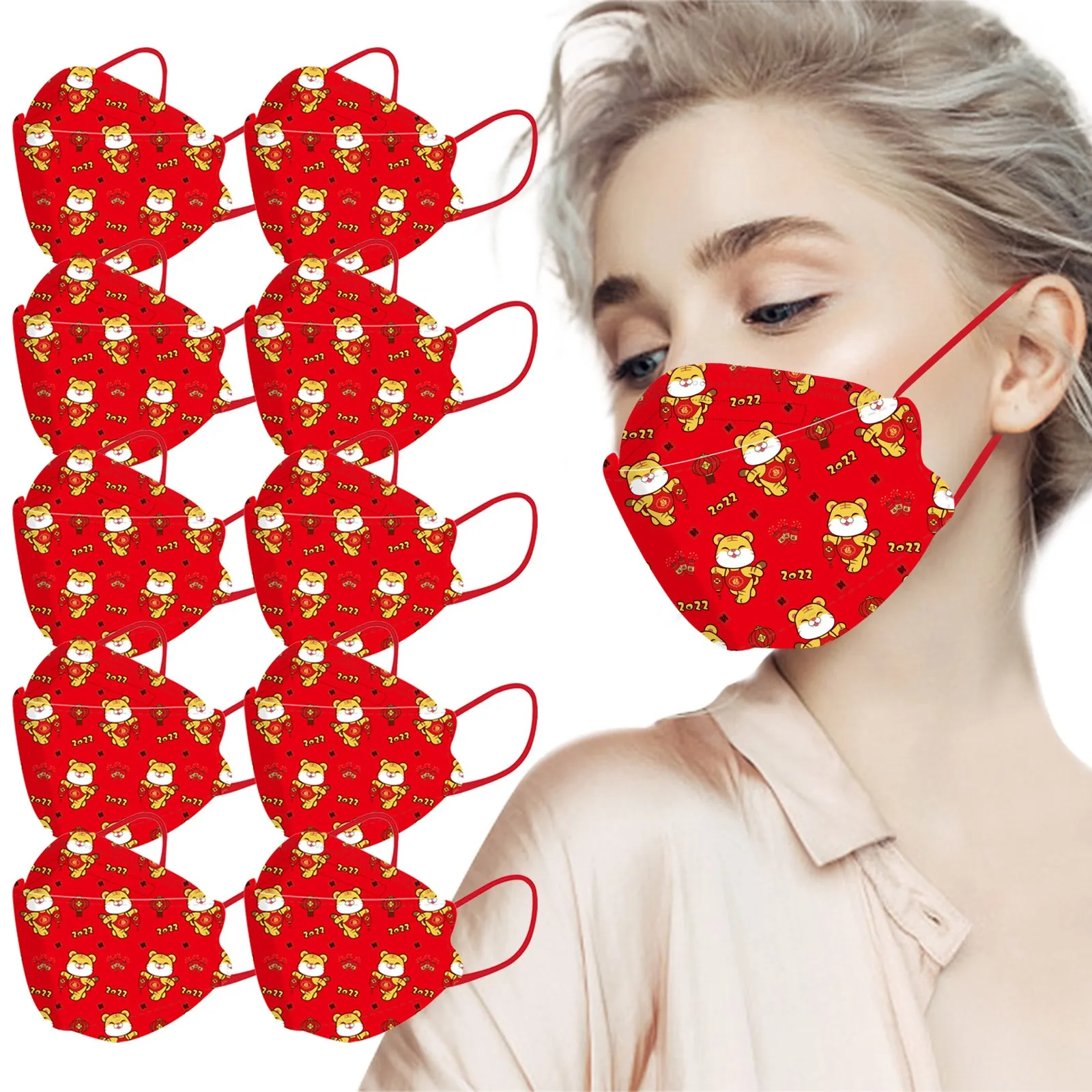 

10 PC Cartoon Print Adult Facemask Disposable Protective Fabric 4 Layer Women Men Face Cover 3D Breathable Ultrathin Kids Mask