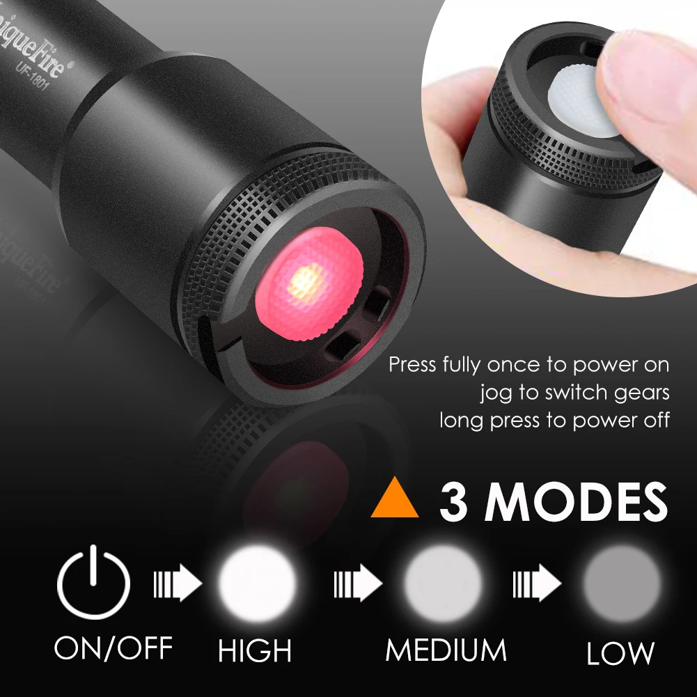 UniqueFire 1801 IR 850nm LED Flashlight T67 5W Infrared Light 3 Modes Adjustable Waterproof Torch Fishing for Night Vision Scop enlarge